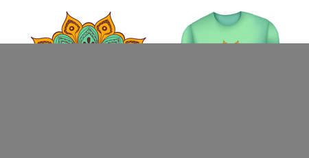 Green male realistic t shirt with mandala. Vectorのイラスト素材