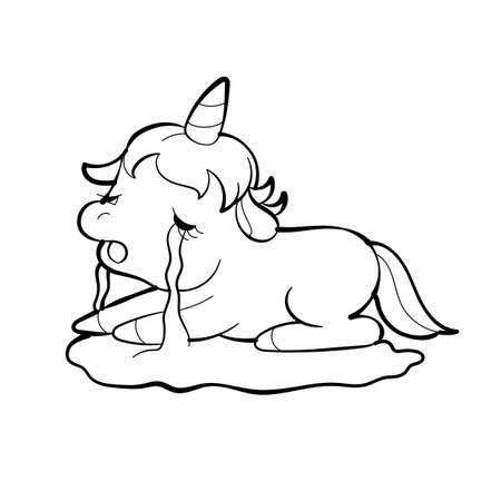 Cute Unicorn vector Sticker design. Pony Cartoon Character. Kawaii Unicorn emoji design.のイラスト素材