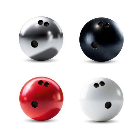 Set of 4 Bowling Balls vector realistic illustrationのイラスト素材