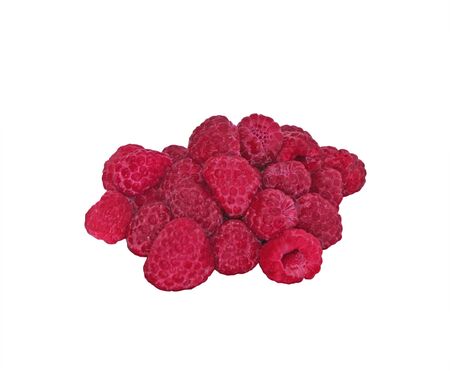 Red raspberries on a white background. Garden raspberries.