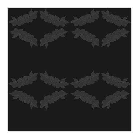 Seamless pattern with silhouettes of apples, flowers and leaves in a graphic, monochrome black and...