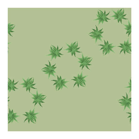 Seamless pattern with a green aloe plant laid out in circles. Pattern with aloe. Scarlet. Cactus. Green and gray in the pattern .. Vector illustrationのイラスト素材