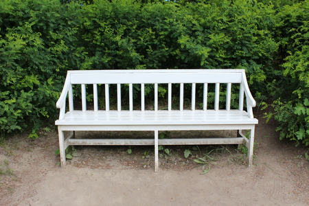 The bench in the Monrepo Park in Vyborg.の写真素材