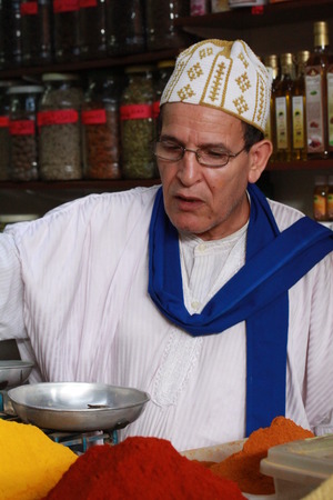 Salesman in the market in Morocco.のeditorial素材