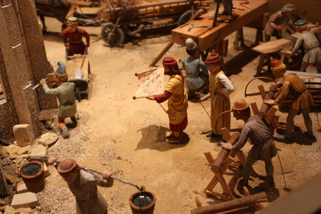 Model. Civil engineering work and people in ancient time.の写真素材