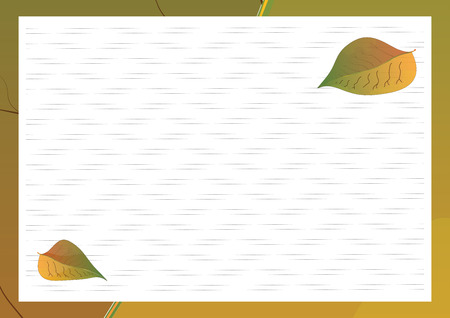 School desk  with autumn leaves.のイラスト素材