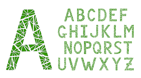 English alphabet. Modern triangles font. Green color.のイラスト素材