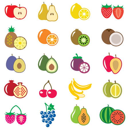 Set of fruits flat vector illustrationのイラスト素材