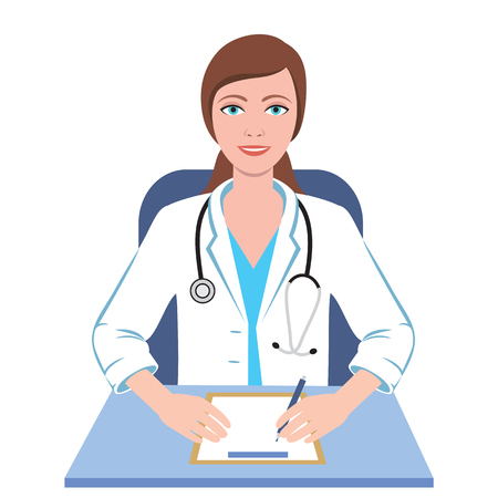 Famale general practioner. Illustration of a smiling doctor woman.のイラスト素材