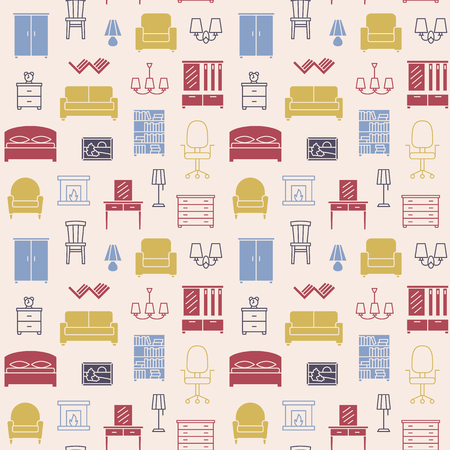 Furniture icons seamless pattern background illustration endless textureのイラスト素材