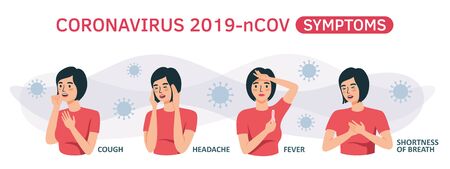 Coronavirus COVID-19 information of symptoms the virus illustrationのイラスト素材