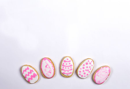 Dacorated cookies for easter on the white background