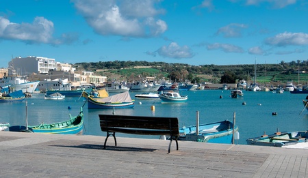 Malta a landscape of sea and boatsの素材