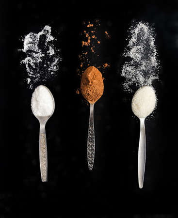 cocoa powder flat layの写真素材