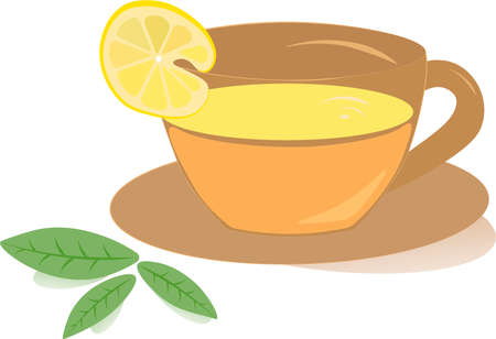 vector illustration icon design herbal white yellow tea in the cup with lemon and mintのイラスト素材