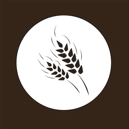 vector illustration organic hops and malt or grain wheat icon design for the website beer or bread or flour or bakery brand black and whiteのイラスト素材