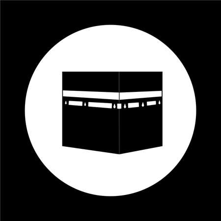 logo design black and white vector illustration icon for web site kaaba in mecca saudi arabia religious sketch islamic symbol sign of Allahのイラスト素材