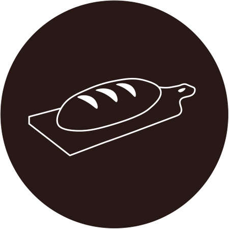 fresh bread black and white icon for web site vector illustration sticker for backery or pastry food menu restaurantのイラスト素材
