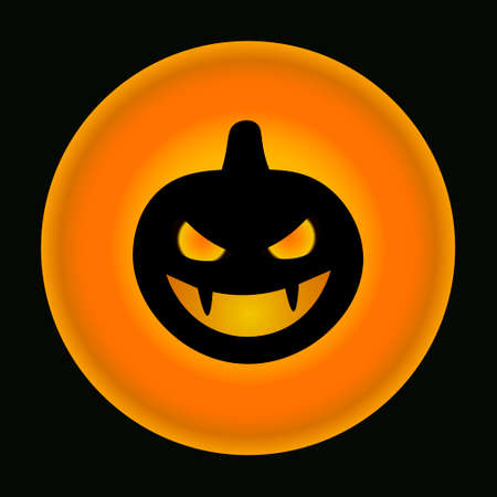 scary angry pumpkin jack-o-lantern vector illustration icon or logo for web site evil vegetable print for halloween celebrationのイラスト素材