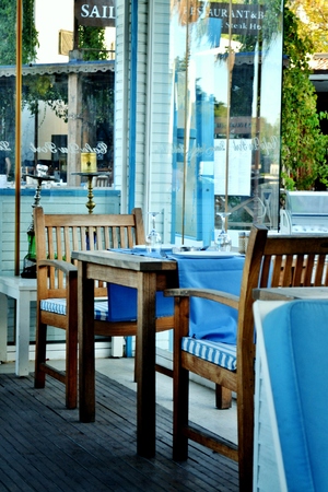 Seafood restaurant by the seaの写真素材