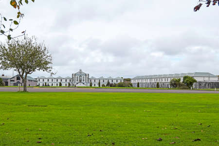 Fort of Mitchel with a large lawn in Spike Islands in Cobh, Port of Cork, Irelandの写真素材