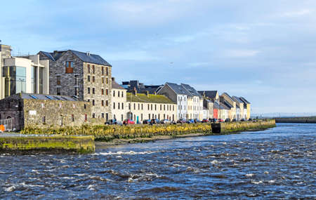Panoramic views of the beautiful buildings and Corrid river in Galway, Irelandの写真素材