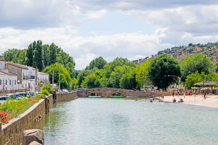 Fluvial beach in the town of San Nicolas del Puerto, North Seville Mountain, Andalusia, Spainの写真素材