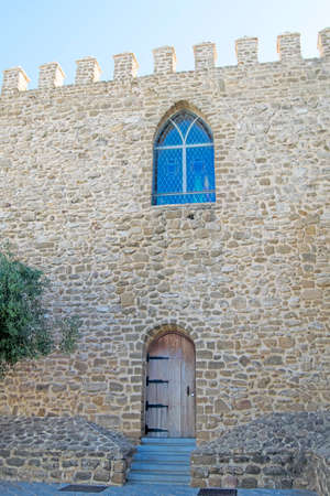 Part of the facade of the Castillo de Luna in Rota, Cadiz province, Andalusia, Spainのeditorial素材