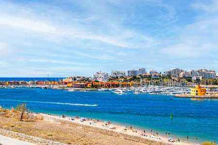 Fishing port and beach of the beautiful fishing port of Ferragudo, Algarve, Portugalの写真素材