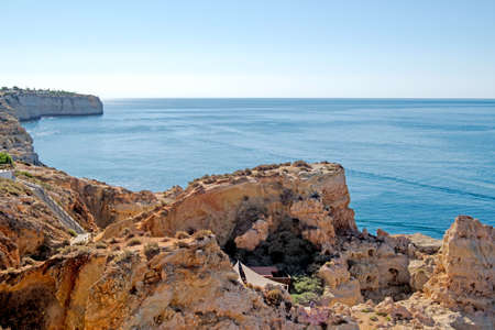 Rock formations of the Algar Seco, nature site of Carvoeiro, Lagoa, Algarve, Portugalの写真素材