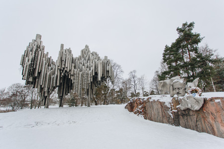 Sibelius memorial, Helsinki, Finland, February 2017のeditorial素材