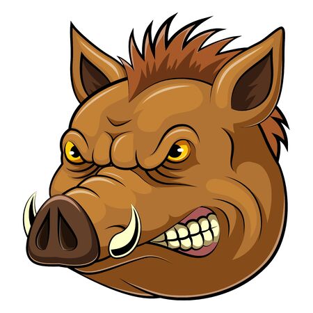 A cartoon mascot Head of an wild boarのイラスト素材