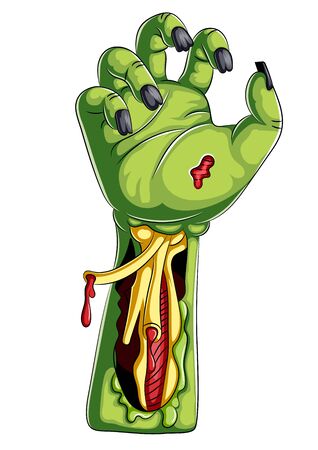 illustration of Cartoon green zombie hands on white backgroundのイラスト素材
