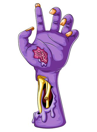 illustration of Cartoon of a purple zombie handのイラスト素材