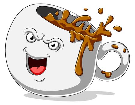 Scary coffee cup cartoon character of illustrationのイラスト素材