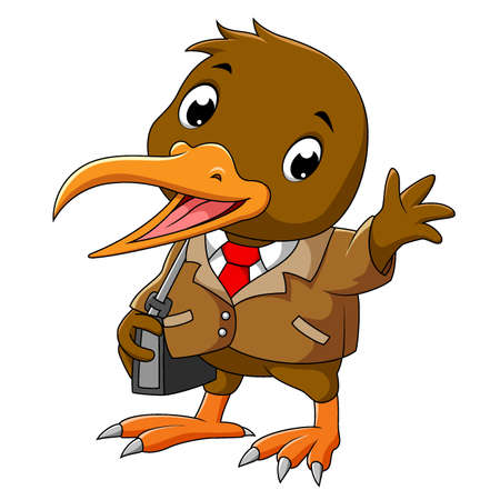a happy kiwi bird in a business suite of illustrationのイラスト素材