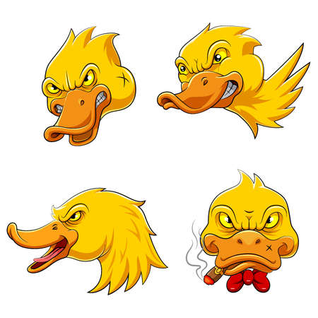 Set collection of duck Head Mascot of illustrationのイラスト素材