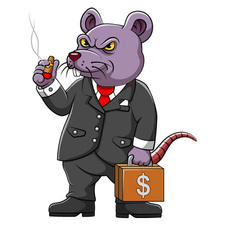 Fat Rat Corrupter with business suite of illustrationのイラスト素材