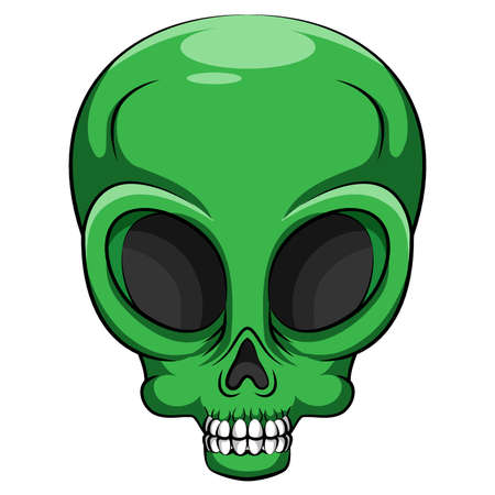 Alien green Head Creature From Another World of illustrationのイラスト素材