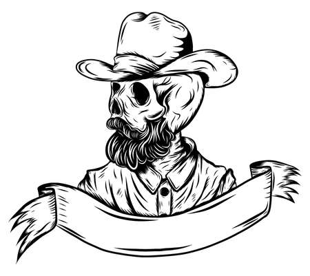 Skull in the cowboy hat of illustrationのイラスト素材