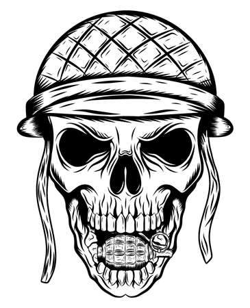 Skull in the soldier helmet of illustrationのイラスト素材