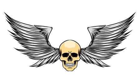 The sharp wings with the skinny head of the dead skull of illustrationのイラスト素材