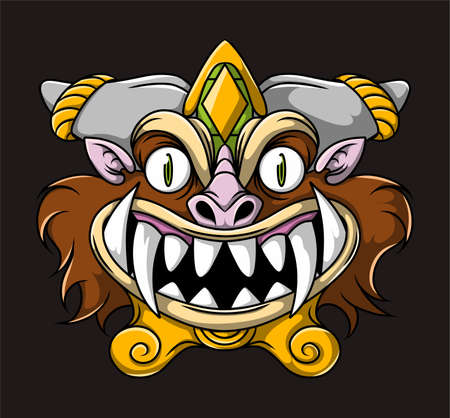 The monster of the warrior mask with the colorful style of illustrationのイラスト素材