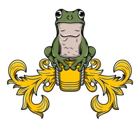Frog tattoo in vintage baroque style of illustrationのイラスト素材