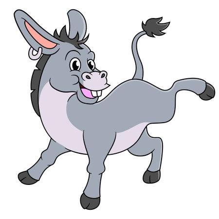 Cartoon happy donkey on white background of illustrationのイラスト素材