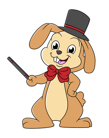 Magical rabbit using hat and stick magician of illustrationのイラスト素材