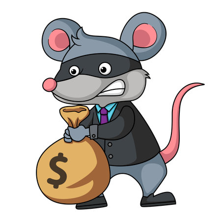 Mice in suits carrying sacks of money of illustrationのイラスト素材