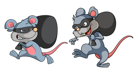 thief couple rat with money bag of illustrationのイラスト素材