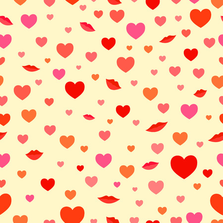 vector illustration love hearts and lips patternのイラスト素材