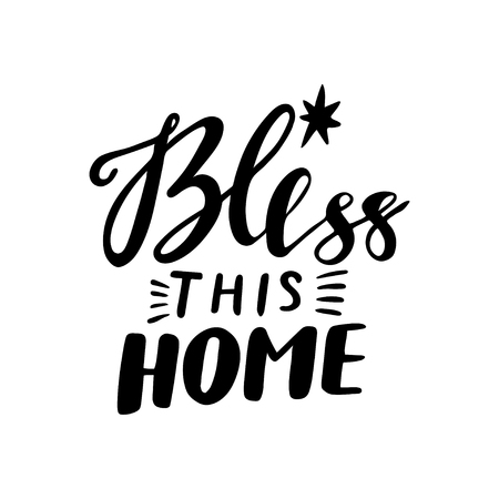 Bless this home vector lettering. Motivational quote. Inspirational typography.の写真素材